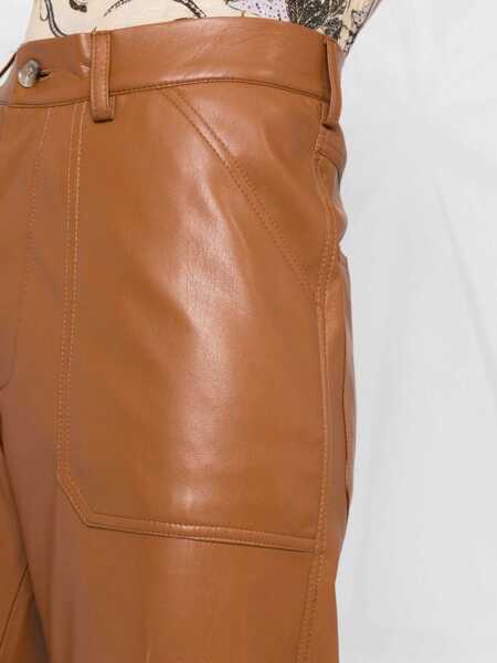 Pantaloni casual Nanushka Solid Color Faux Leather Jasper Pants Brown Barbati (BM 17062436) 3