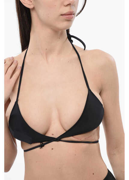 Sutiene DSQUARED2 Solid Color Triangle Bikini Top Black Femei (BM 17062460) 3