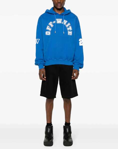 Bluze de trening Off-White Brushed Cotton Football Printed Hoodie Blue Barbati (BM 17062472) 2