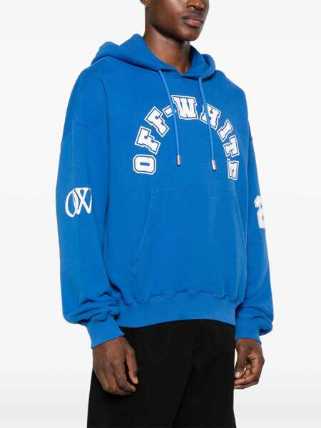 Bluze de trening Off-White Brushed Cotton Football Printed Hoodie Blue Barbati (BM 17062472) 3