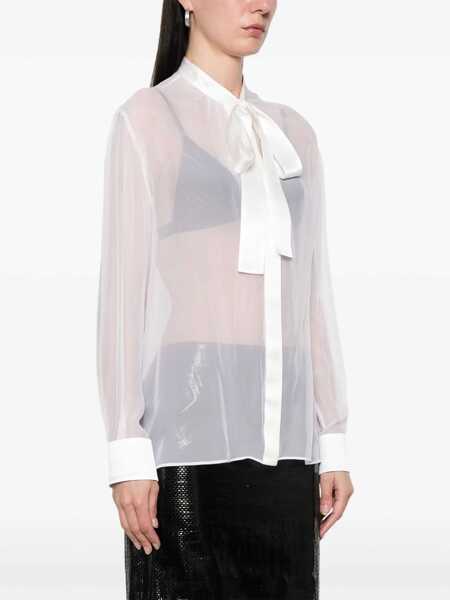 Bluze Dolce & Gabbana Chiffon Shirt With Bow WHITE Femei (BM 17074328) 3