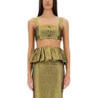 Bluze Metallic Jacquard Crop Top Femei