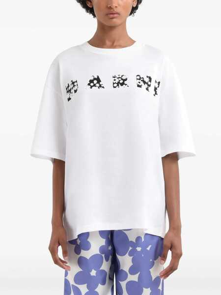 Tricouri Marni Cotton T-Shirt With Logo WHITE Femei (BM 17074829) 3