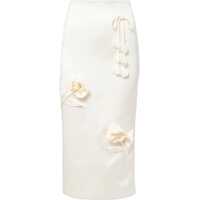 Fuste casual Satin Midi Skirt With 3D Flowers Femei