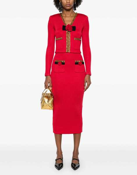 Fuste casual Self-Portrait Knitted Midi Skirt RED Femei (BM 17074850) 2