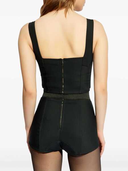 Bluze Dolce & Gabbana Jacquard And Lace Sheath Corsetry Bustier BLACK Femei (BM 17074952) 4