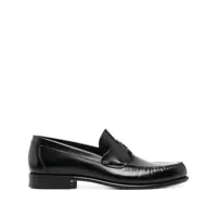 Mocasini 'Bart' Black Loafers With Embossed Gancini Detail On The Front In Leather Man Barbati