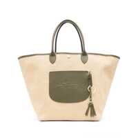 Genti de mana 'Le Panier Pliage L' Green Handbag With Logo Embossed On The Front In Mixed Fabric And Leather Woman Femei
