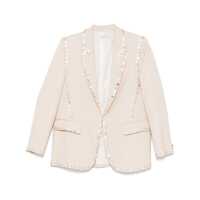 Geci Forte_Forte Viscose Wool Slub Pearl Embroidered Jacket Clothing Femei