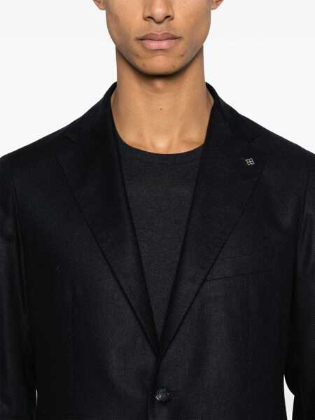 Geci Tagliatore Montecarlo Blue Single-Breasted Jacket With Notched Revers In Silk Man BLUE Barbati (BM 17076373) 5