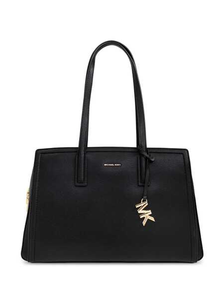 Genti de mana Michael Kors Laila Medium Black Handbag With Logo Lettering And Metallic Pendant On The Front In Leather Woman Black Femei (BM 17077660) 1