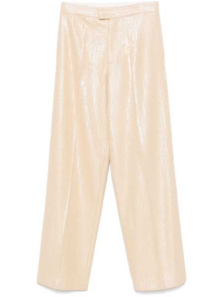 Pantaloni casual FEDERICA TOSI Beige Pants With All-Over Applied Sequins In Tech Fabric Woman Beige Femei (BM 17077867) 1