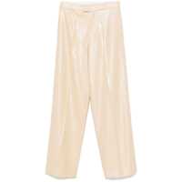 Pantaloni casual Beige Pants With All-Over Applied Sequins In Tech Fabric Woman Femei