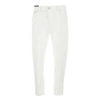 Blugi White Five Pocket Jeans With Logo Patch On The Back In Cotton Man Barbati