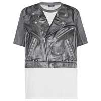Tricouri Black And White Crewneck T-Shirt With Layered Design In Cotton Man Barbati