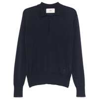 Tricouri Polo Blue Polo Shirt With Tone-On-Tone Embroidered Logo On The Front In Virgin Wool And Silk Blend Man Barbati