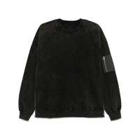 Pulovere Khaki Green Crewneck Sweater With Zip Pocket On The Sleeve In Cotton Man Barbati