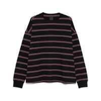 Pulovere Black Sweater With All-Over Striped Motif In Cotton Man Barbati