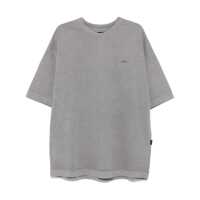 Tricouri Grey T-Shirt With Logo Embroidered On The Front And Print On The Back In Cotton Man Barbati