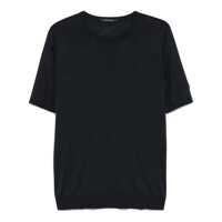 Tricouri Blue Crewneck T-Shirt With Ribbed Edges In Cotton Man Barbati