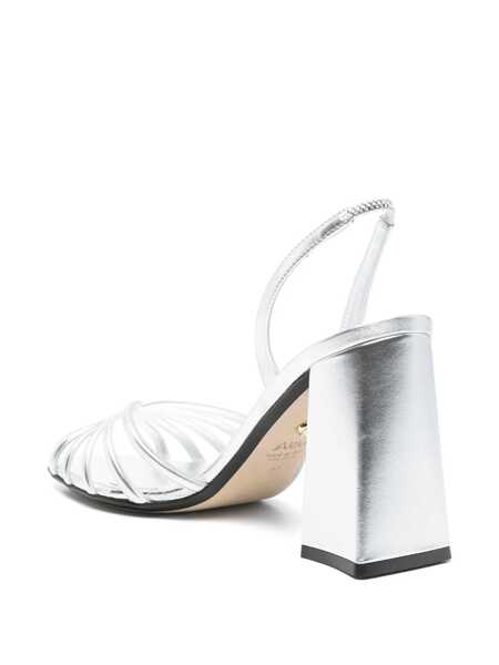 Pantofi cu toc Alevi Milano Tara Metallic Sandals With Elastic Ankle Strap And Block Heel In Leather Woman GREY Femei (BM 17082964) 3