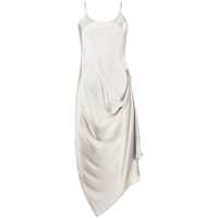 Rochii Beige Long Dress With Boat Neck On The Front In Tech Fabric Woman Femei