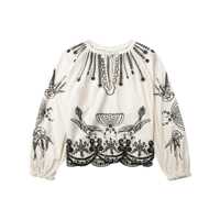 Bluze White Blouse With V Neck And All-Over Kingsley Embroidery In Cotton Woman Femei