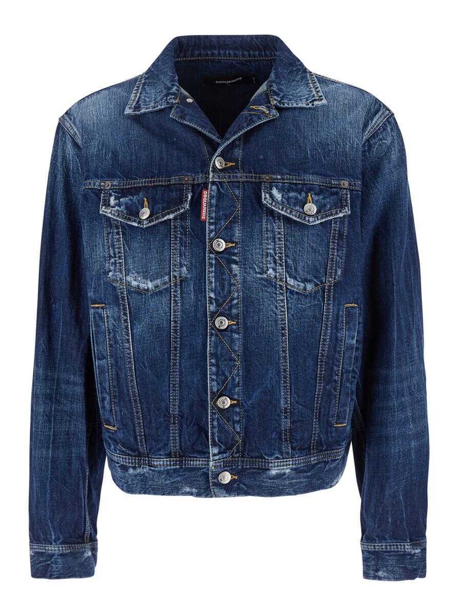 Geci DSQUARED2 DSQUARED2 Be Cool Be Nice Wash L.A. Jacket BLUE Barbati (BM 17084566) 1
