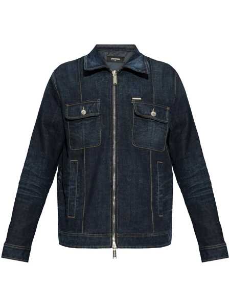 Geci DSQUARED2 DSQUARED2 Logo-Patch Denim Jacket NAVY BLUE Barbati (BM 17084581) 1