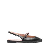 Balerini Black Slingback Ballerinas With Adjustable Strap In Leather Woman Femei