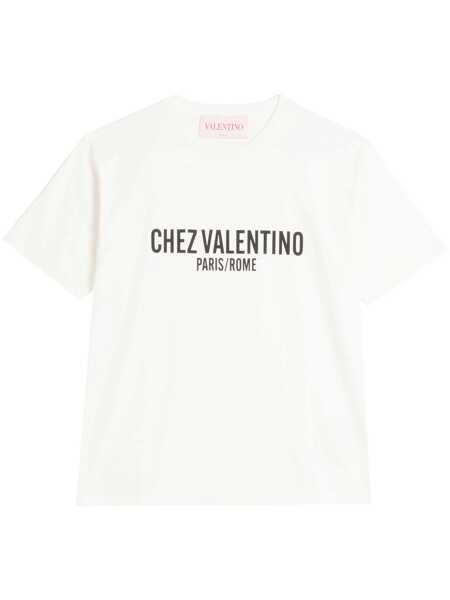 Tricouri Valentino Garavani Valentino Garavani Chez Valentino Garavani Cotton T-Shirt Beige Barbati (BM 17085232) 1