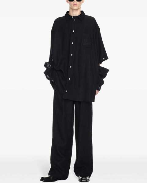 Blugi drepti Off-White Pleated Baggy Tapered Fit 90Slogo Linen Pants Blue Barbati (BM 17086058) 2