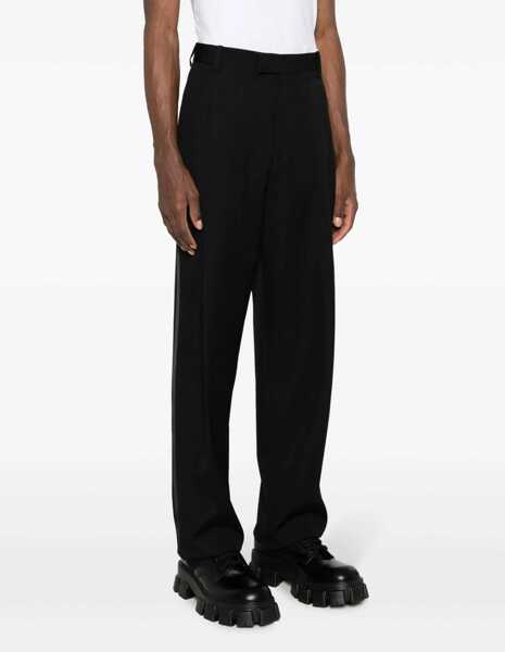Pantaloni eleganti Off-White Double Pleated High Waisted Wool Pants Black Barbati (BM 17086064) 3