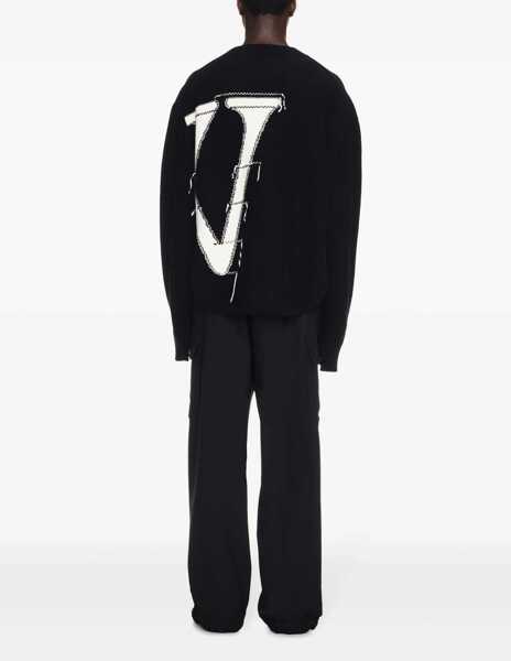 Pulovere Off-White Crewneck Wool Sweater With Maxi Logo Embroidery Black Barbati (BM 17086070) 4