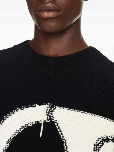 Pulovere Off-White Crewneck Wool Sweater With Maxi Logo Embroidery Black Barbati (BM 17086070) 5