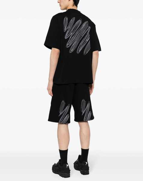 Pantaloni scurti Off-White Brushed Cotton Scribble Embroidered Jogger Shirts Black Barbati (BM 17086079) 2