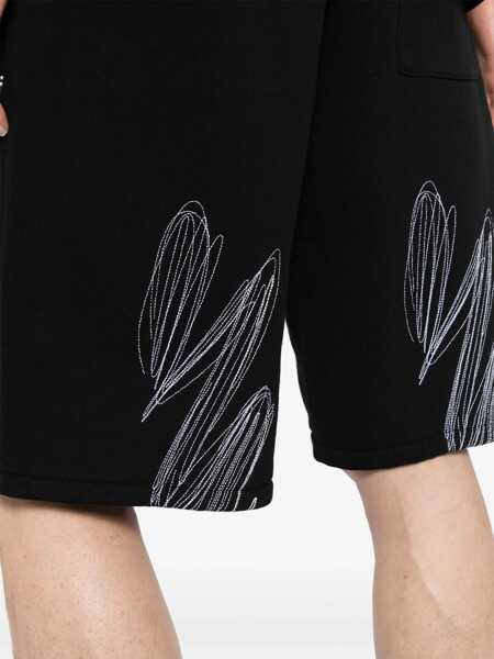 Pantaloni scurti Off-White Brushed Cotton Scribble Embroidered Jogger Shirts Black Barbati (BM 17086079) 5