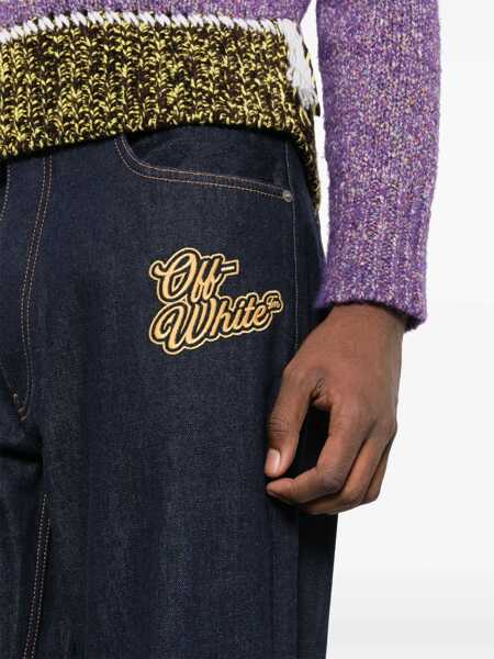Blugi drepti Off-White Embroidered Flare-Fit 90Slogo Jeans Blue Barbati (BM 17086085) 5