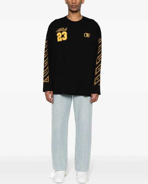 Tricouri Off-White Crew Neck Ow23 Cotton T-Shirt With Prints Black Barbati (BM 17086103) 2