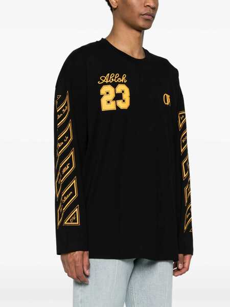 Tricouri Off-White Crew Neck Ow23 Cotton T-Shirt With Prints Black Barbati (BM 17086103) 3