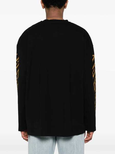 Tricouri Off-White Crew Neck Ow23 Cotton T-Shirt With Prints Black Barbati (BM 17086103) 4