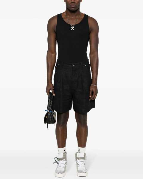 Pantaloni scurti Off-White Embroidered 90Slogo Linen Shorts Blue Barbati (BM 17086115) 2