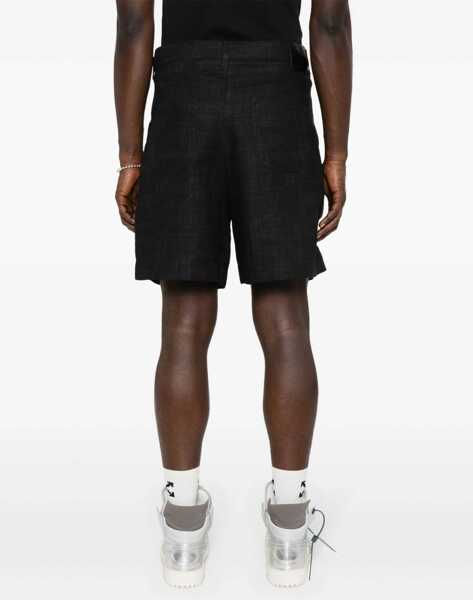 Pantaloni scurti Off-White Embroidered 90Slogo Linen Shorts Blue Barbati (BM 17086115) 4