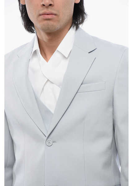 Sacouri Off-White Relax Fit Blazer With Flap Pockets Light Blue Barbati (BM 17086118) 3