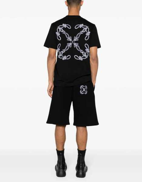 Pantaloni casual Off-White Brushed Cotton Bandana Embroidered Jogger Shorts Black Barbati (BM 17086241) 2