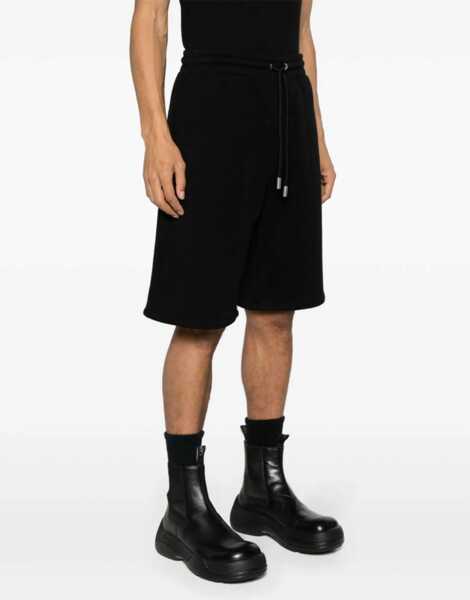 Pantaloni casual Off-White Brushed Cotton Bandana Embroidered Jogger Shorts Black Barbati (BM 17086241) 4