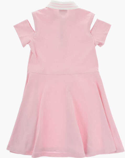 Tricouri Polo Fendi 3-Buttons Flared Polo Shirt Dress With Cut Out Sleeves Pink Fete (BM 17086415) 3