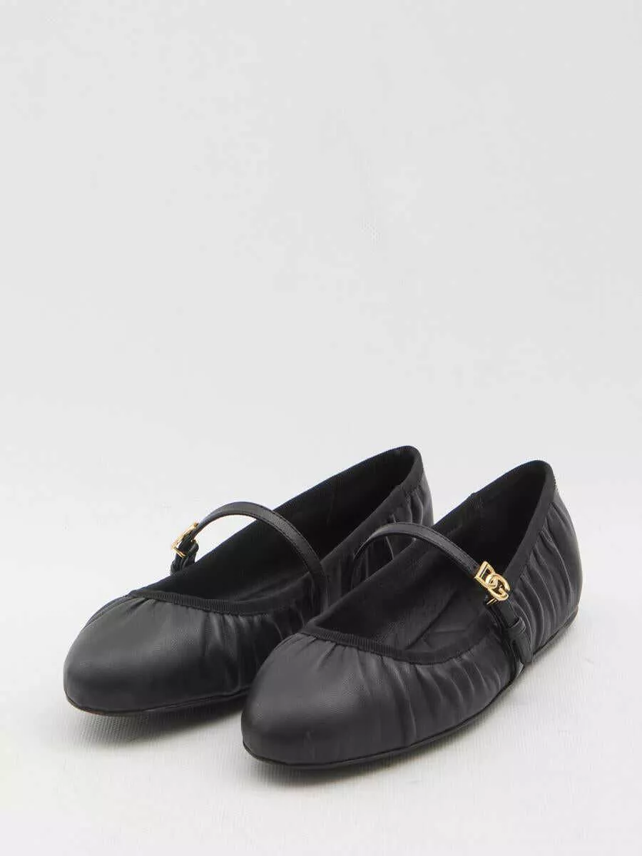Balerini Dolce & Gabbana Leather Ballet Flats Black Femei (BM 17088634) 2