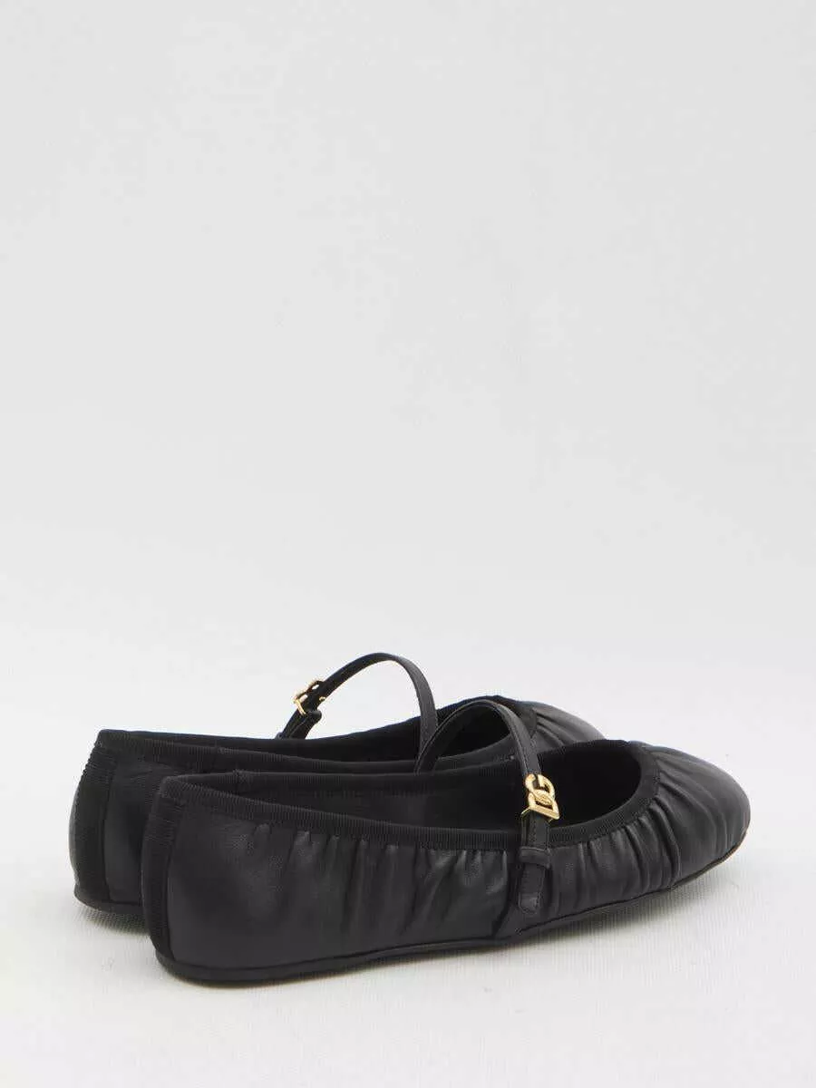Balerini Dolce & Gabbana Leather Ballet Flats Black Femei (BM 17088634) 3