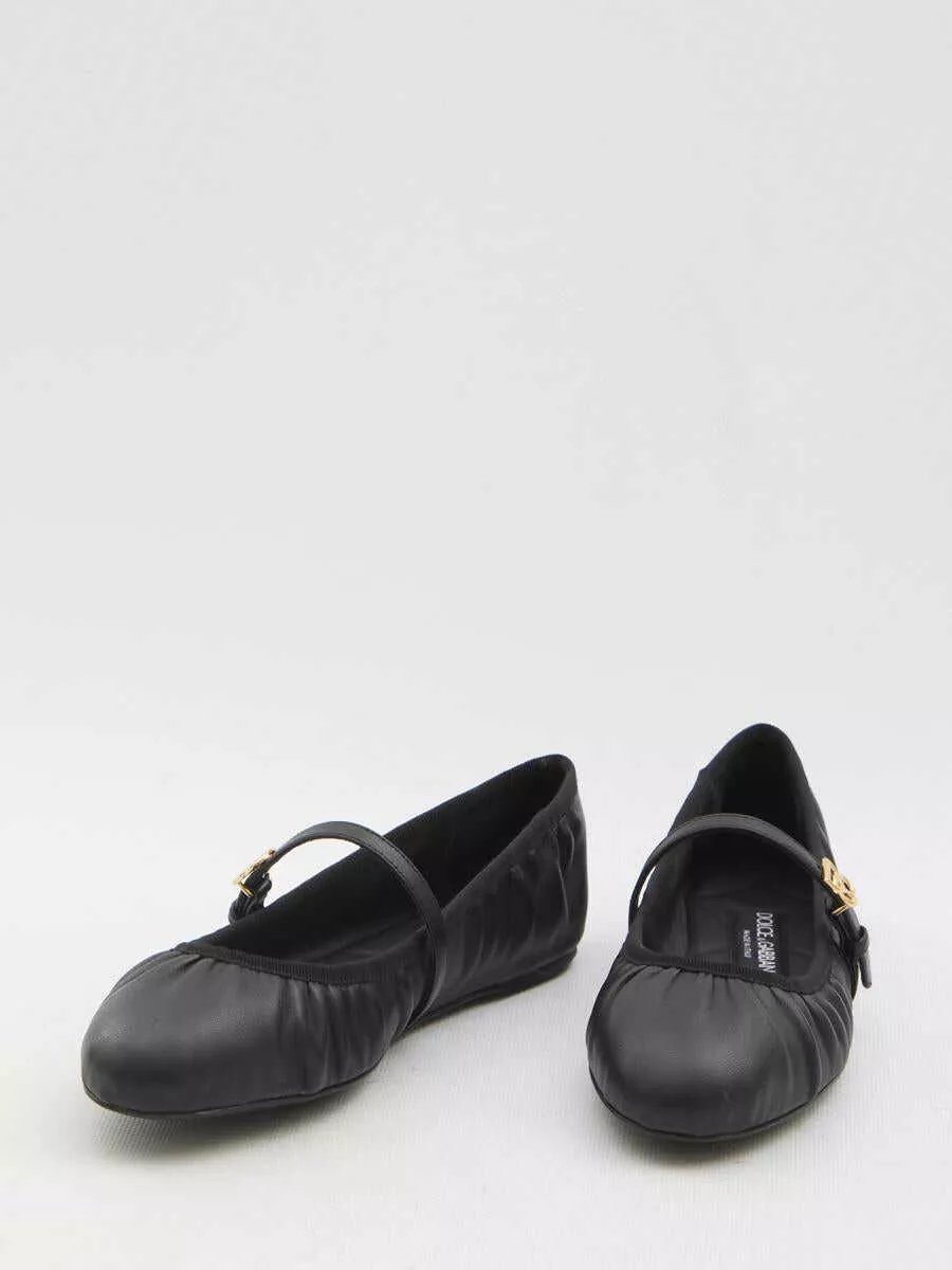 Balerini Dolce & Gabbana Leather Ballet Flats Black Femei (BM 17088634) 5